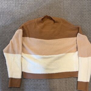 Women’s Neutral Colorblock Mock Neck Sweater